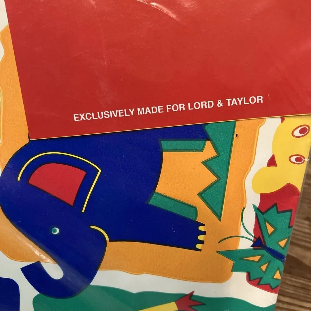 VTG 90s Kids Jungle Animals Gift Wrap Ensemble Lord & Taylor NEW Sealed Card Bow